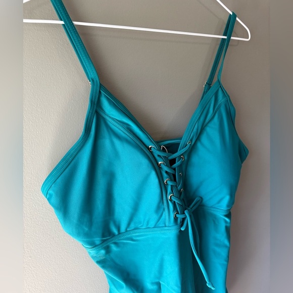 NWOT Green XXL swimsuit, one piece, corset front, stretchy - Picture 4 of 6